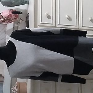 INC International Tri Colored, tri angular shapes, long sleeve top, size L